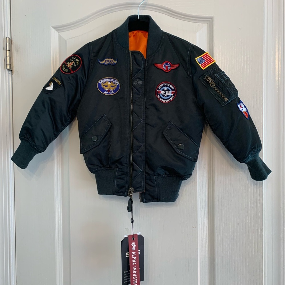 Alpha Industries Youth 3T Bomber - TOP GUN Patch - Green - With Tags